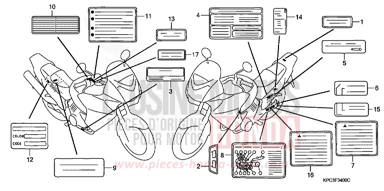WARNETIKETT von Varadero 125 SPANGLE SILVER METALLIC (NHA49) von 2008